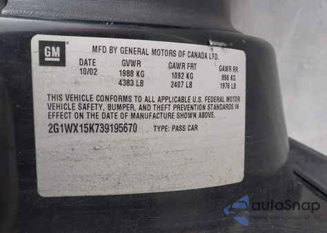 2003 Chevrolet Monte Carlo Ss z USA, uszkodzony, nr VIN 2G1WX15K739195670